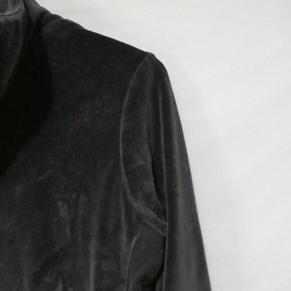 Y2K - GAP - Stretch | medium | Black Zip-Up Velour Hooded Jacket | Pockets - Picture 13 of 16